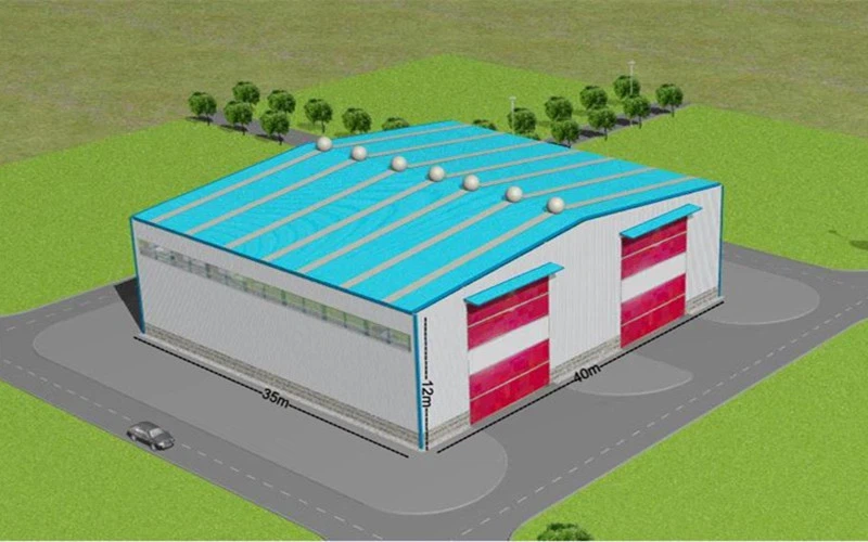 35m X 40m X12m Prefabrik temir konstruksiya ustaxonasi